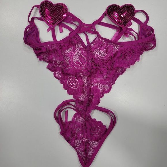 Sequin Floral Lace Teddy Bodysuit Lingerie - Picture 5 of 6